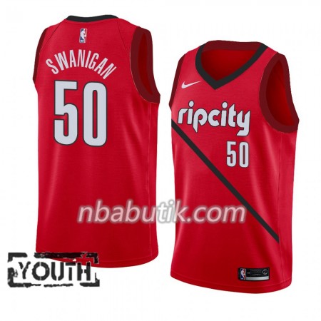 NBA Børn Trøje Portland Trail Blazers Caleb Swanigan 50 2018-19 Nike Rød Swingman
